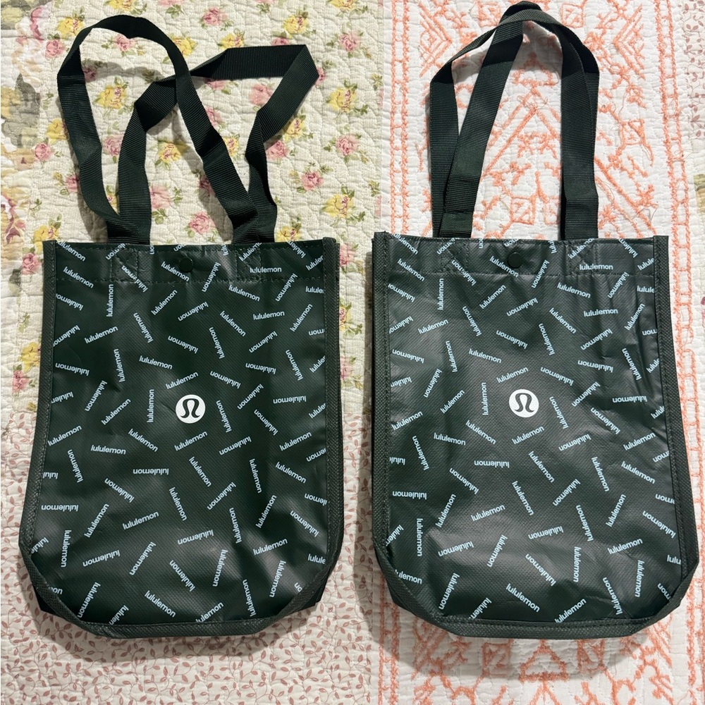 Lululemon Dark Green Small Reusable Green Tote Bag Set - 2 Bags
